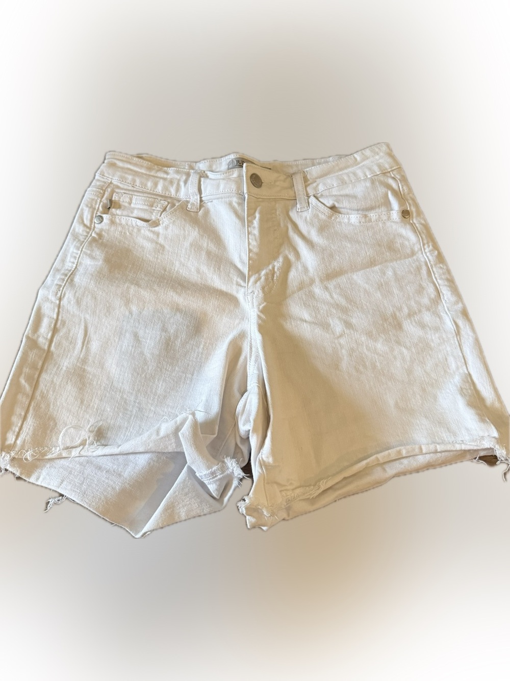 Judy Blue White Distressed Denim Shorts